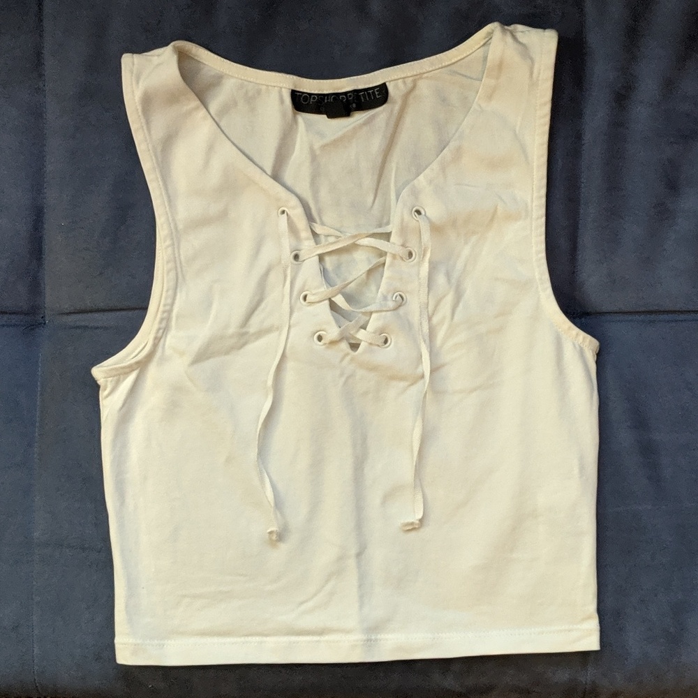 Topshop cropped lace-front tank